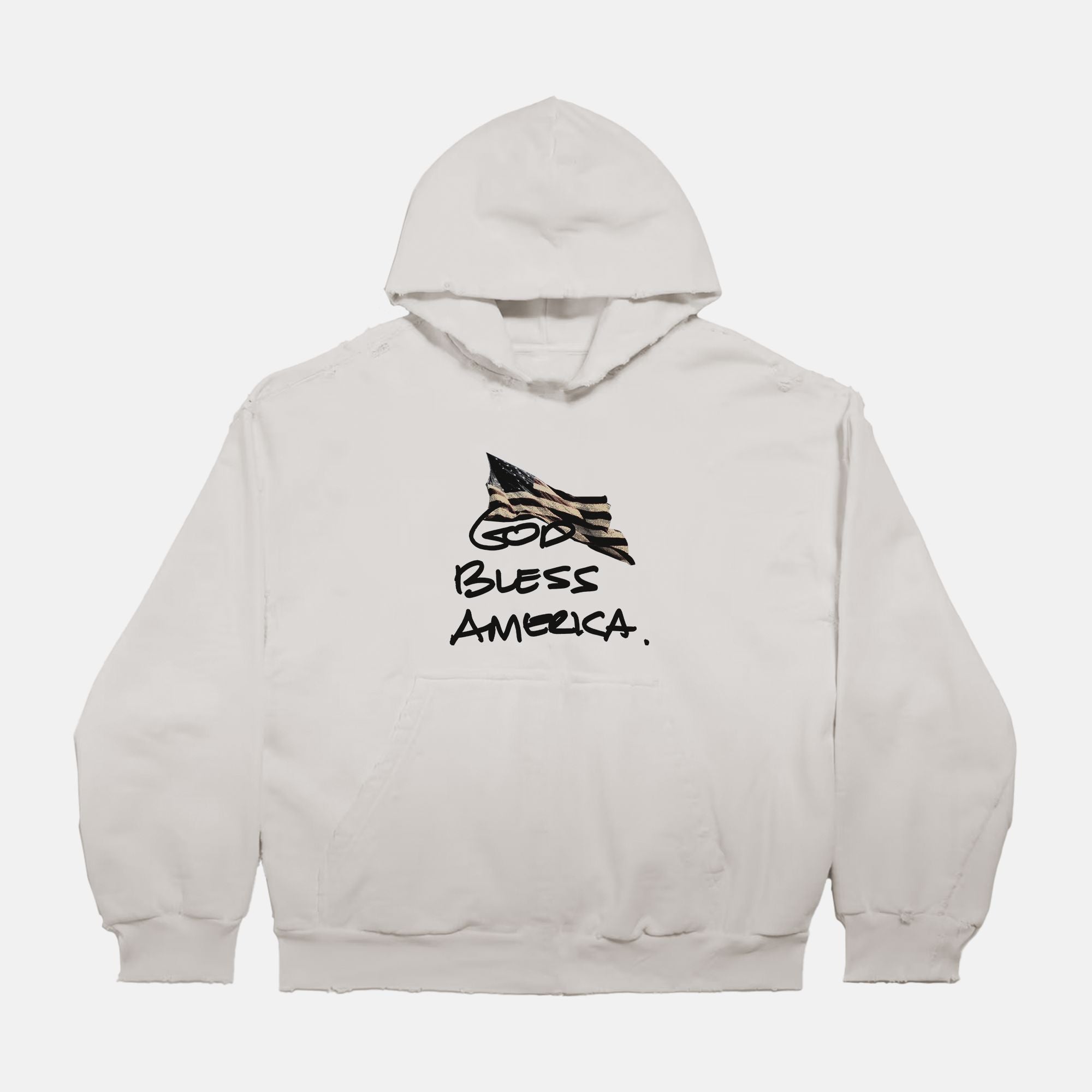 Boxy Distressed Hoodie PODpartner Light Beige S