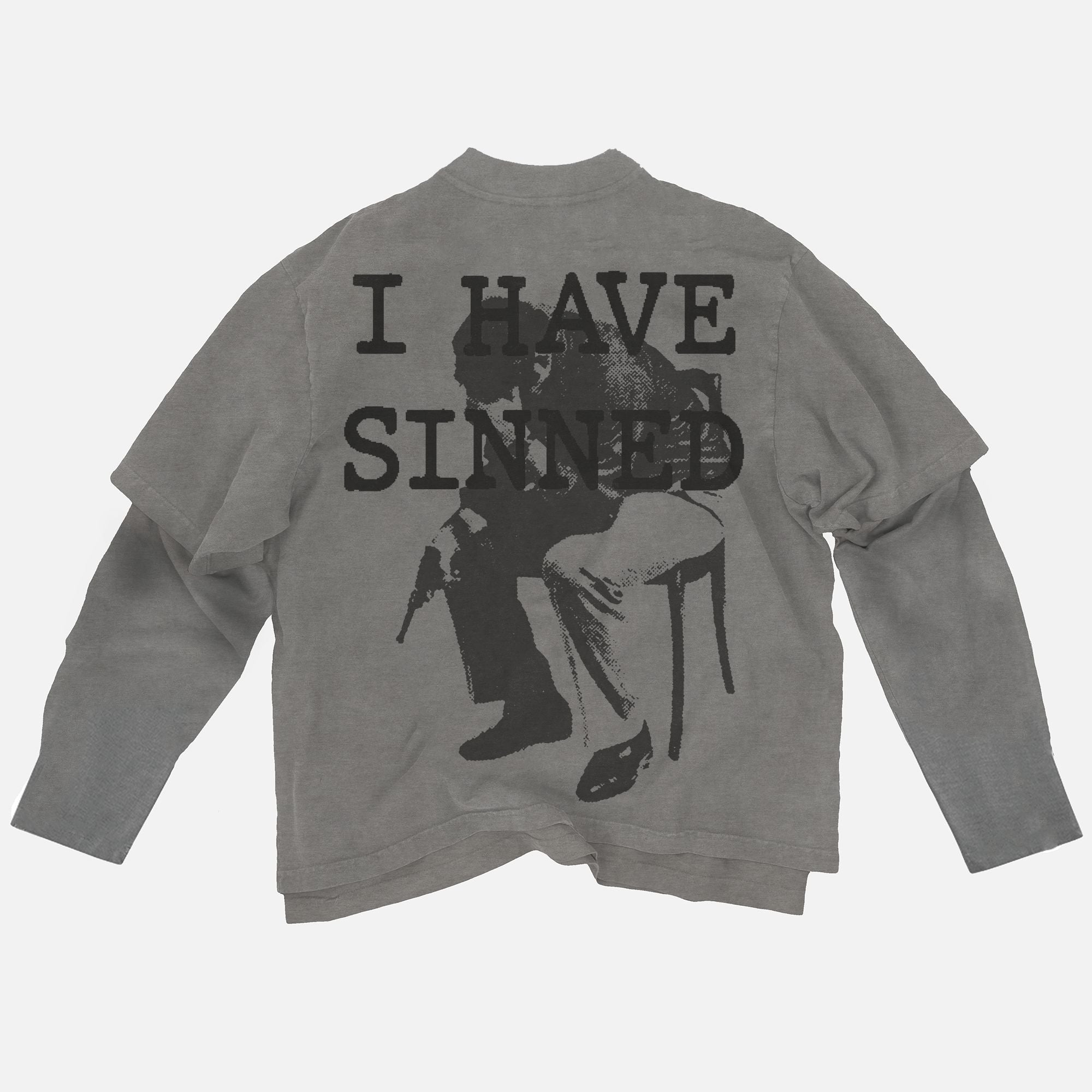 Faux-Layered Long Sleeve Tee PODpartner Light Grey S
