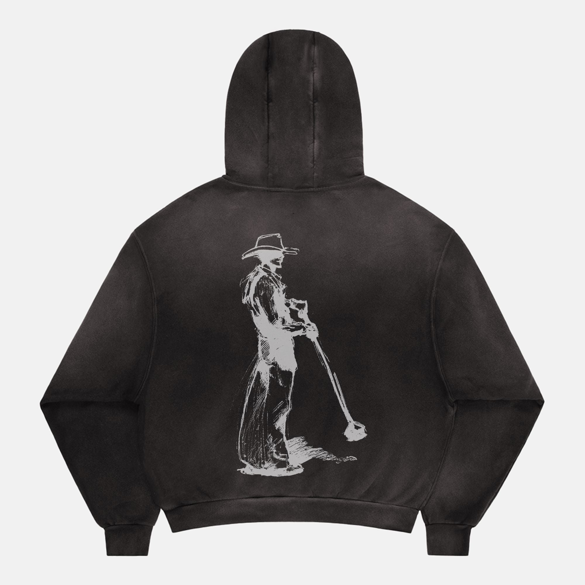 Sun Faded Pullover Hoodie PODpartner Smoky Black S