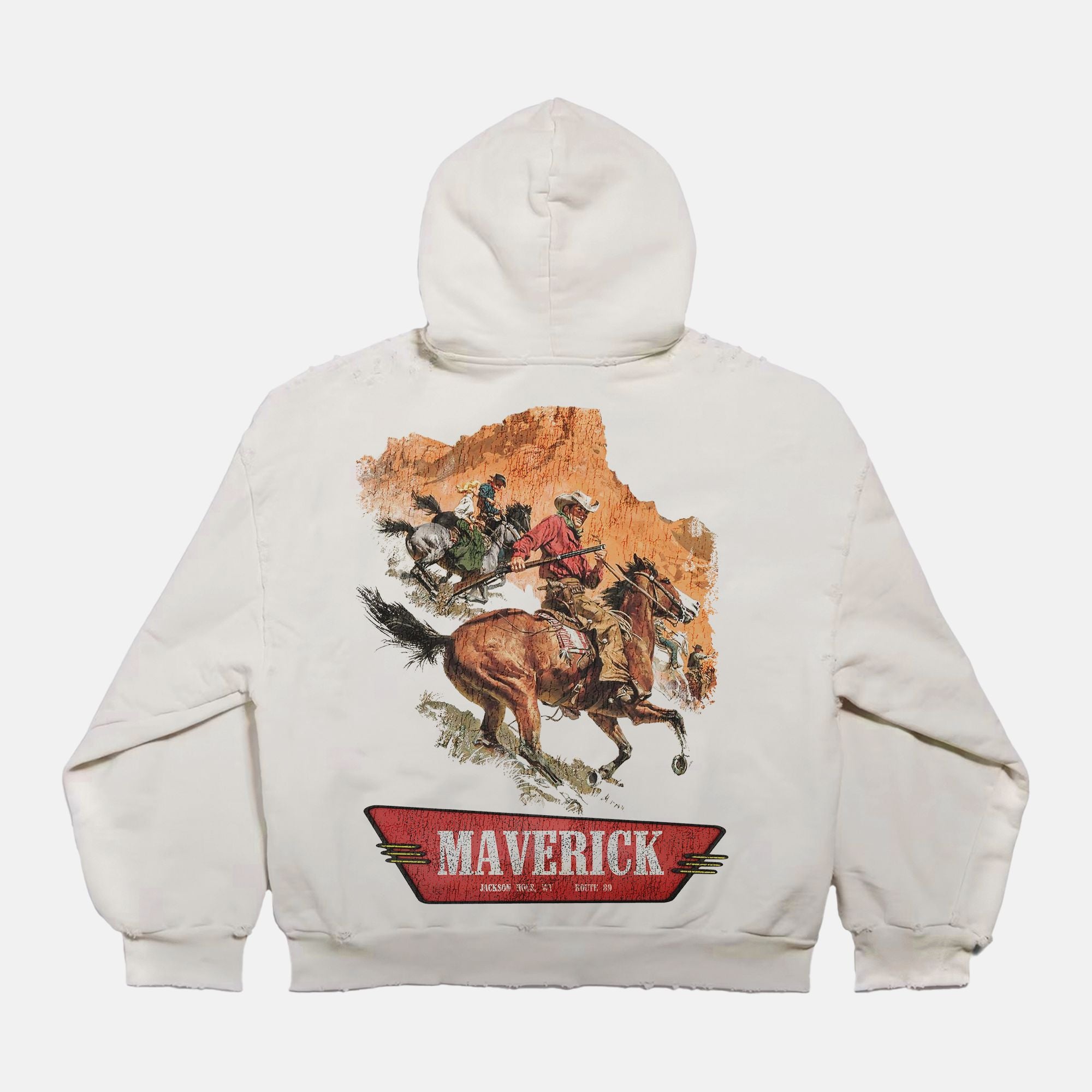 Sun Faded Boxy Distressed Hoodie PODpartner Light Beige S