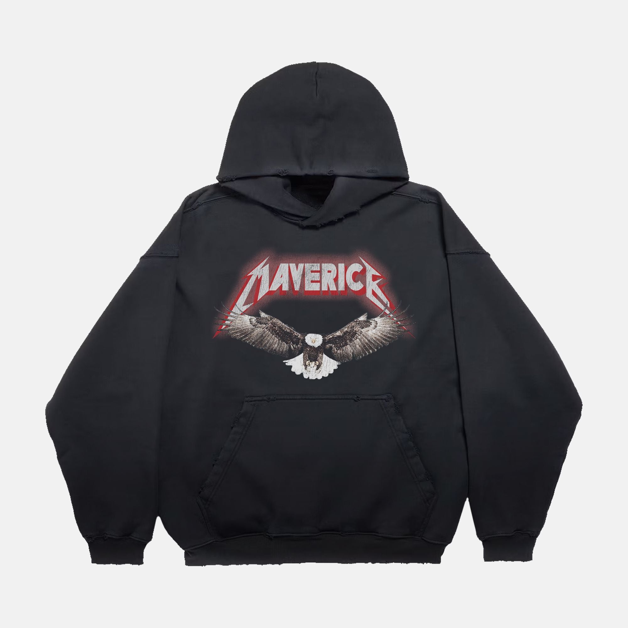 Sun Faded Boxy Distressed Hoodie PODpartner Black S