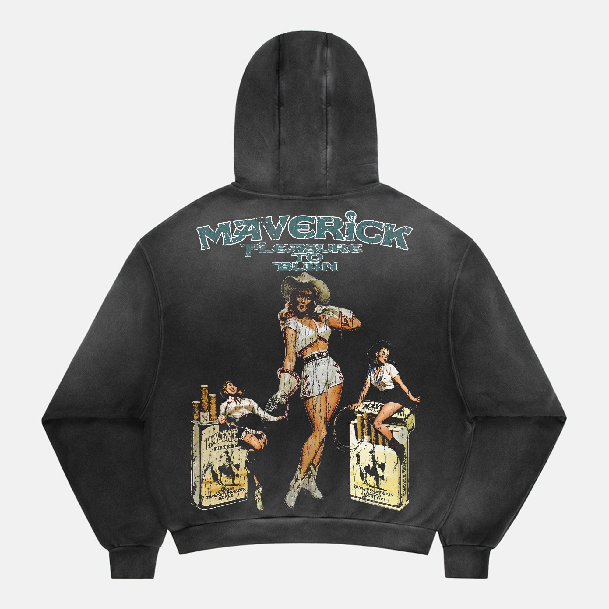 Sun Faded Pullover Hoodie PODpartner Smoky Black M