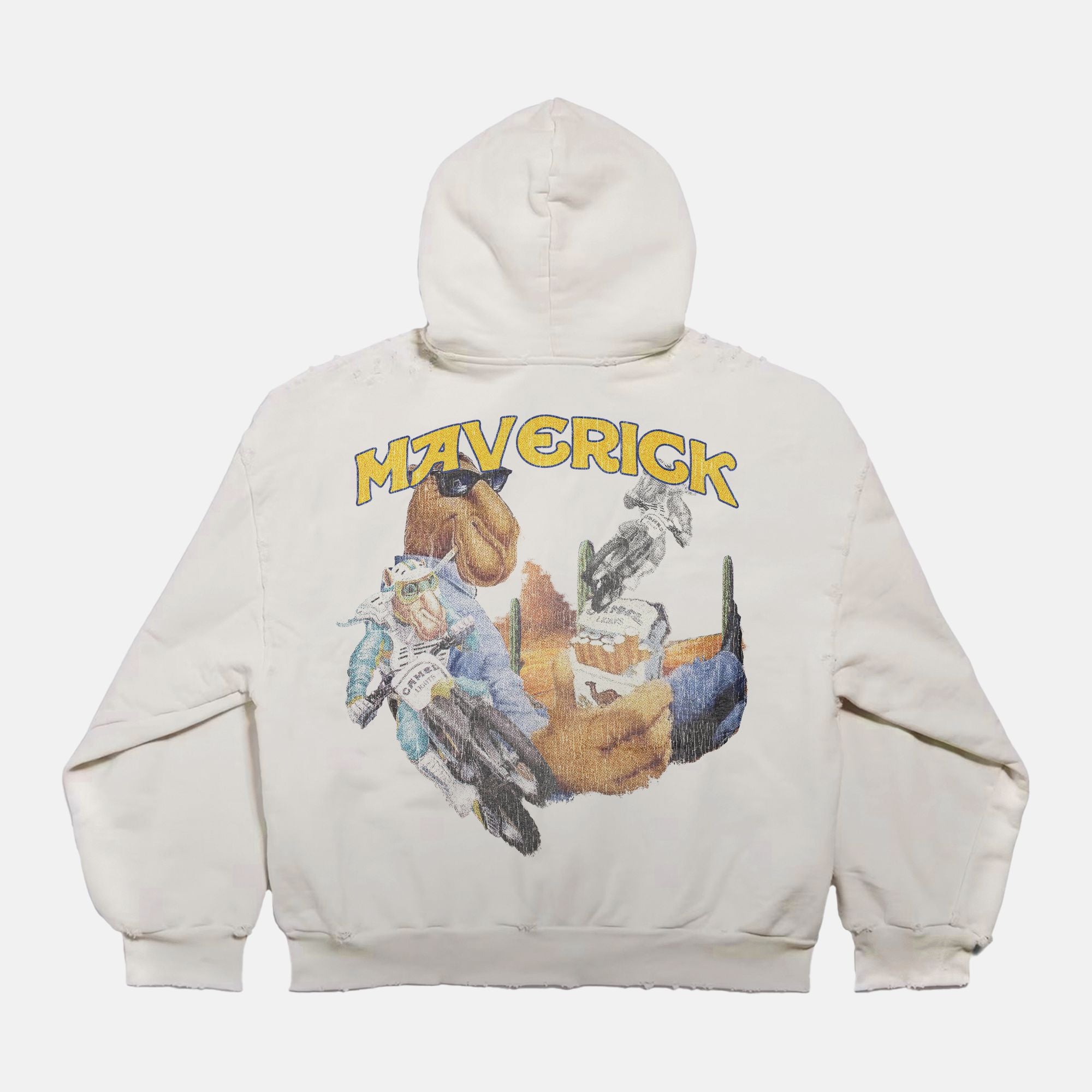 Boxy Distressed Hoodie PODpartner Light Beige S