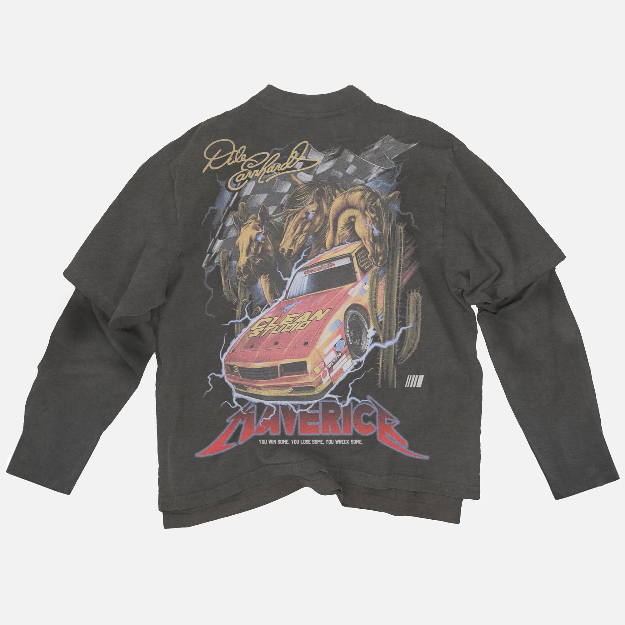 Faux-Layered Long Sleeve Tee PODpartner Dark Grey S