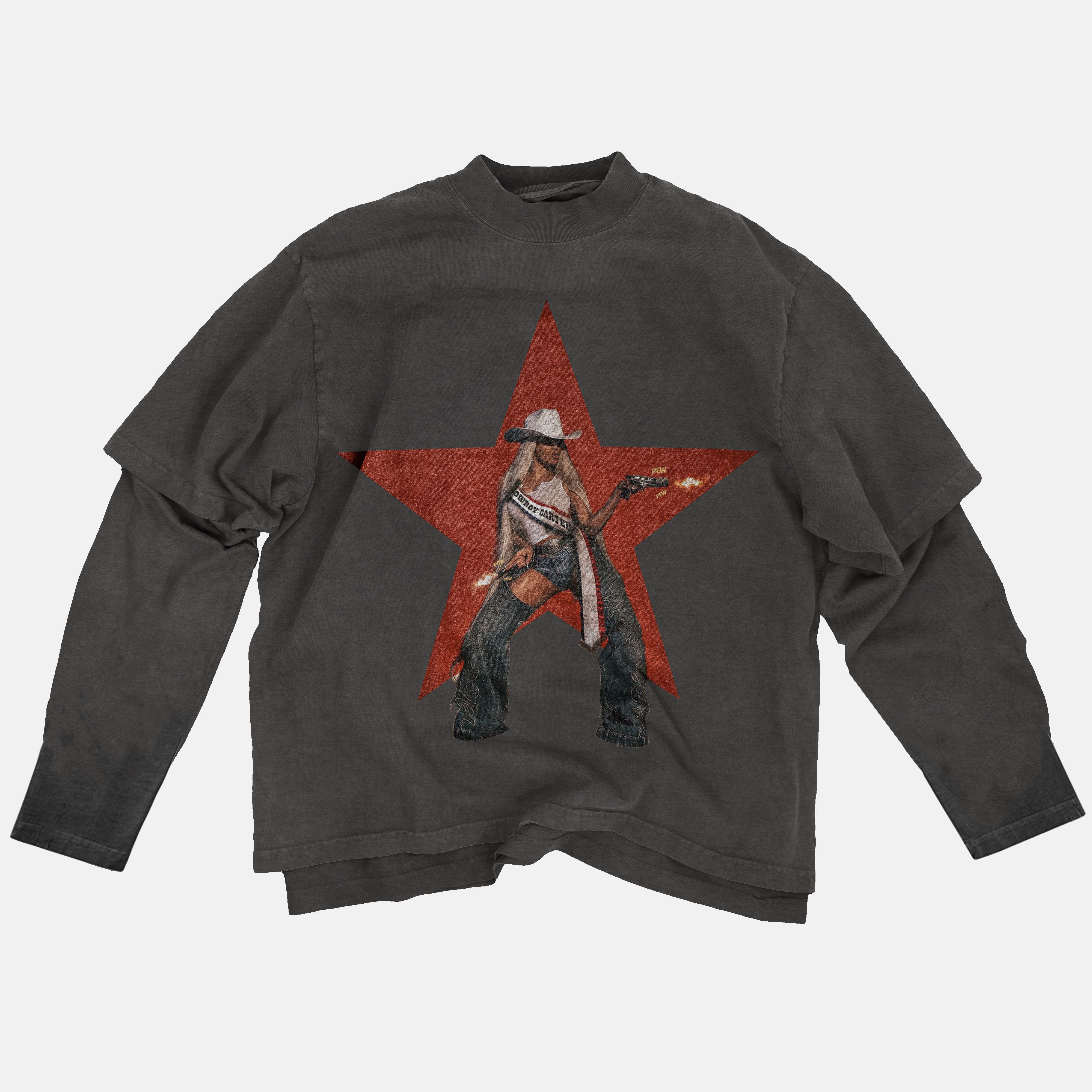 Faux-Layered Long Sleeve Tee PODpartner Dark Grey S