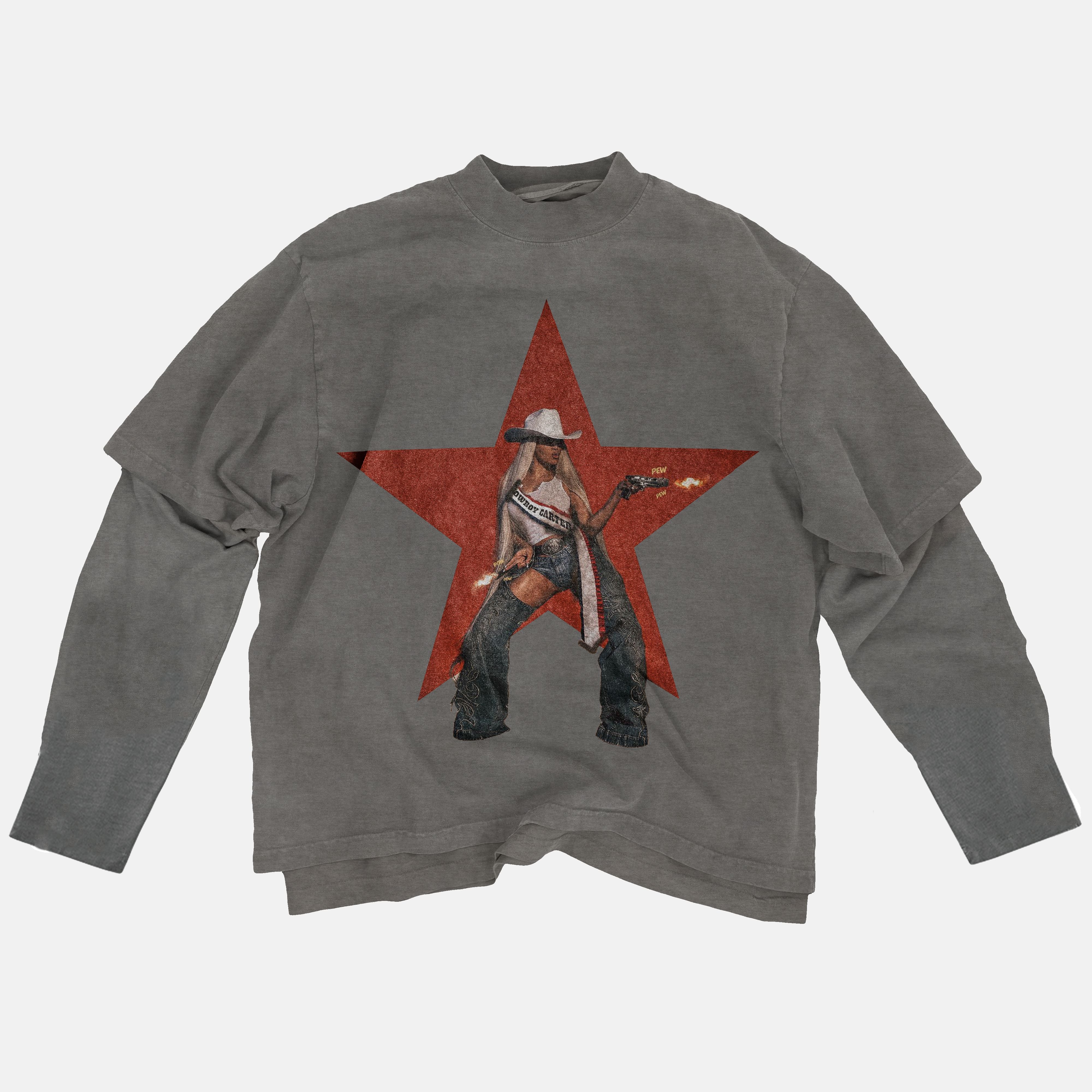 Faux-Layered Long Sleeve Tee PODpartner Light Grey S