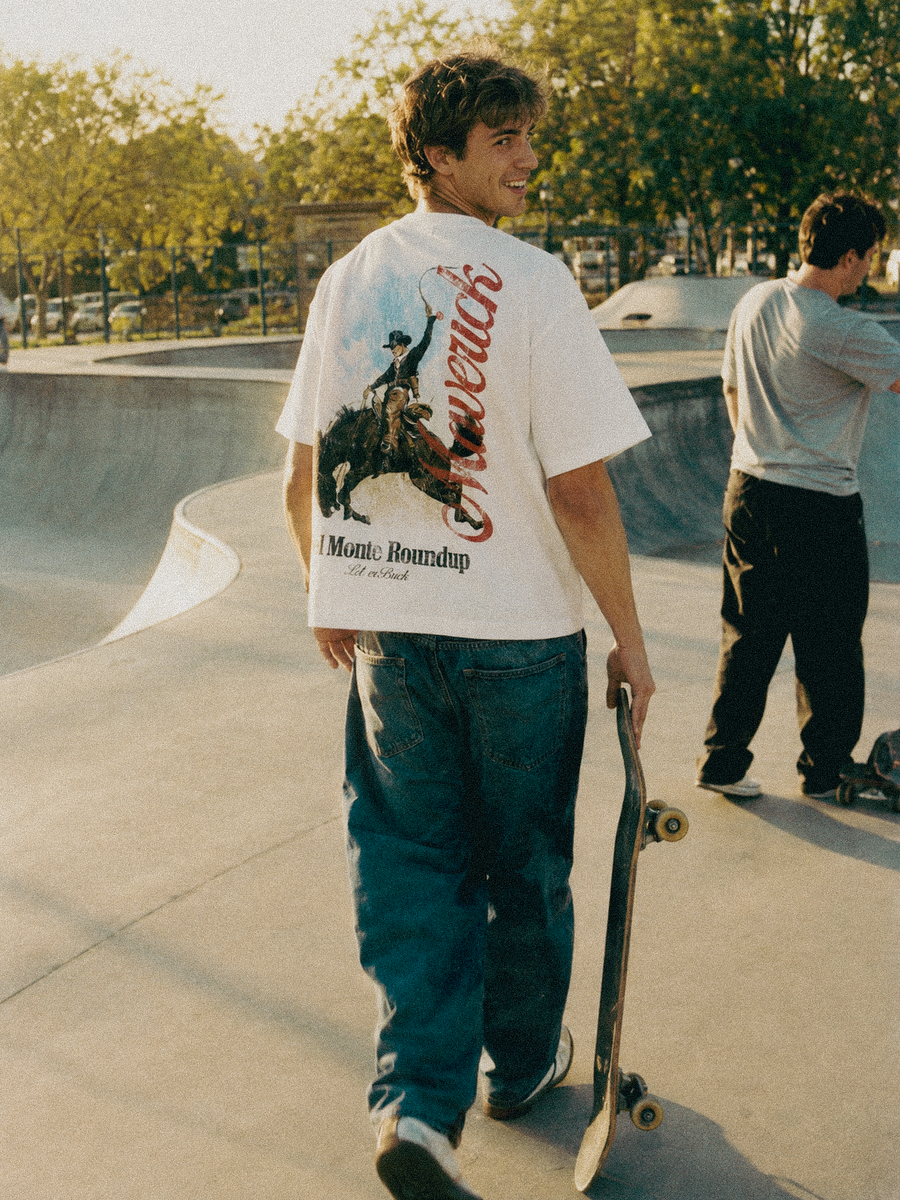 Del Monte Boxy Tee styled on a model