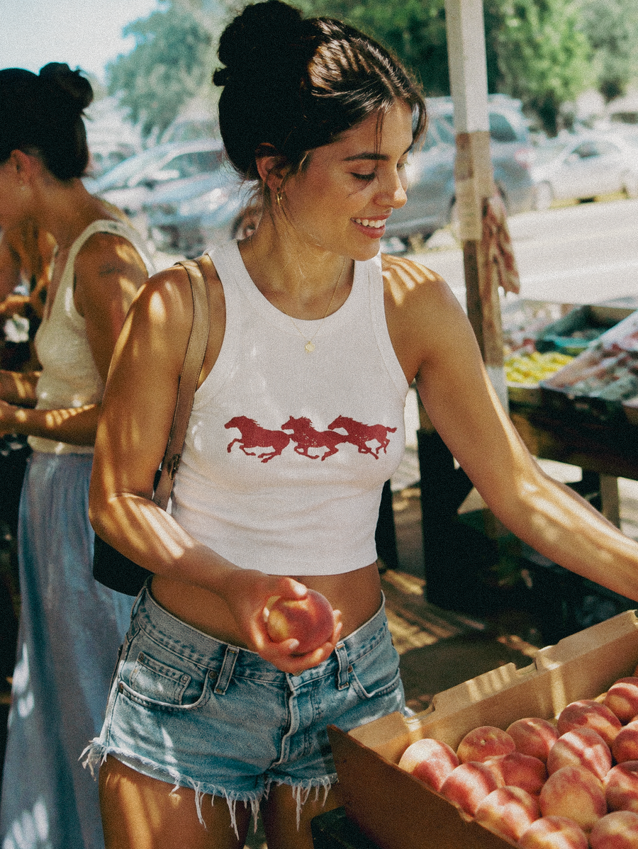 Unbridled Tank styled on a model