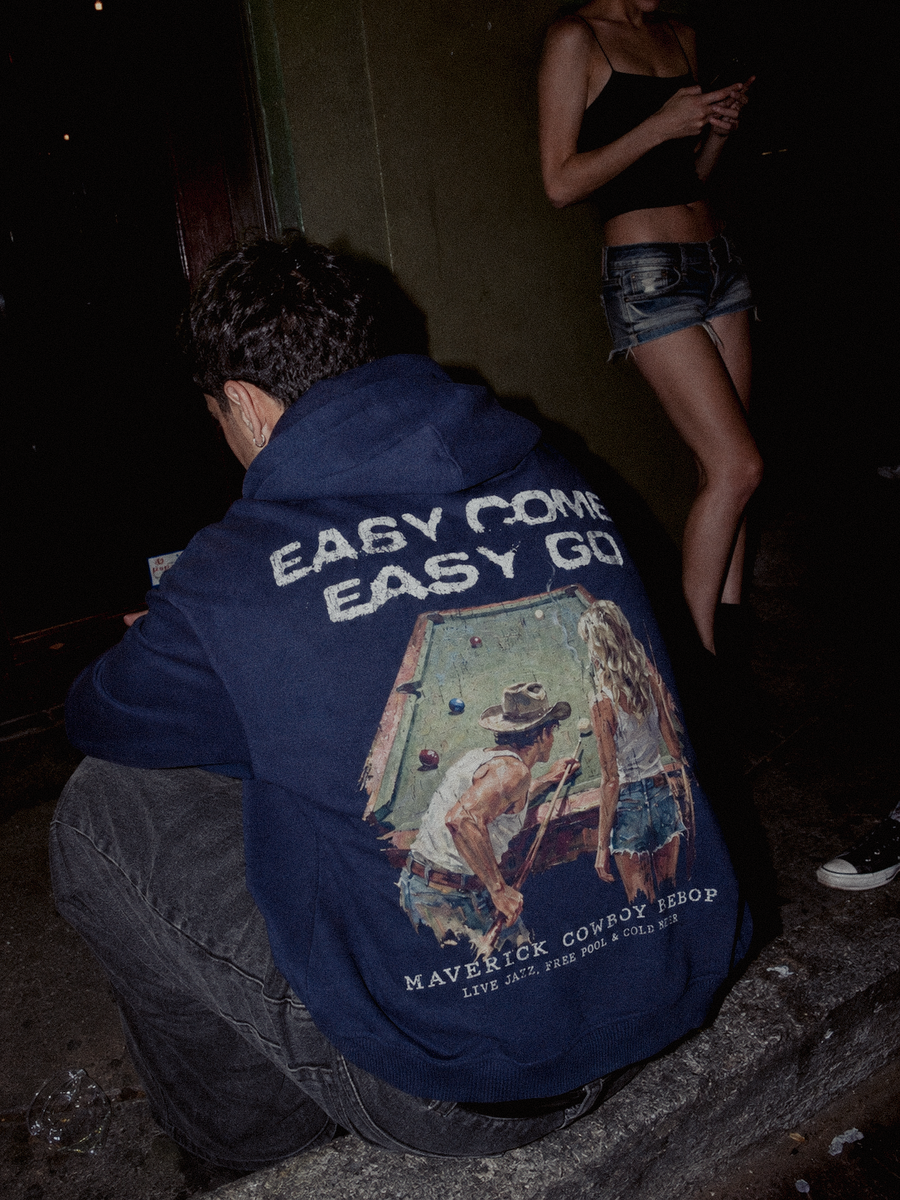 Easy Come Easy Go Boxy Hoodie styled on a model