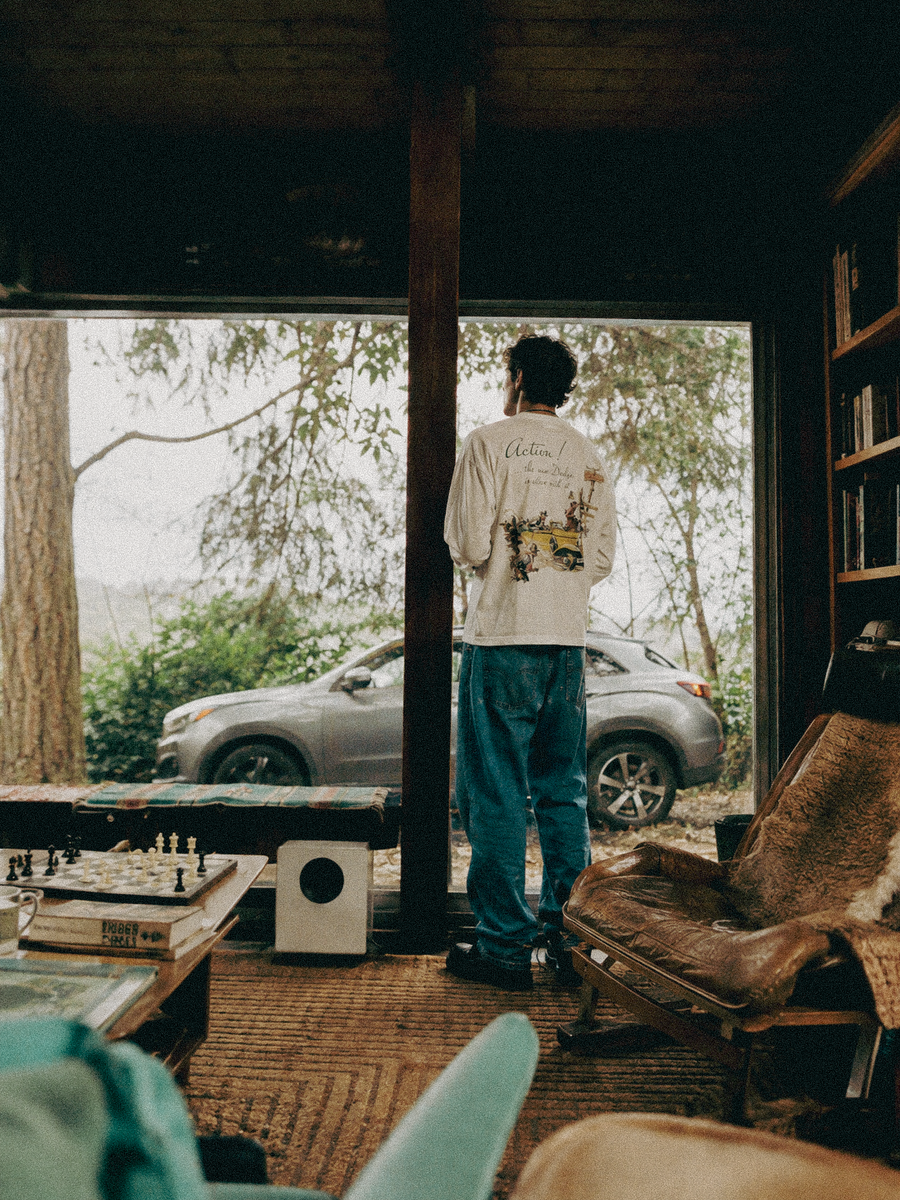 Full Throttle Boxy LS Tee styled on a model