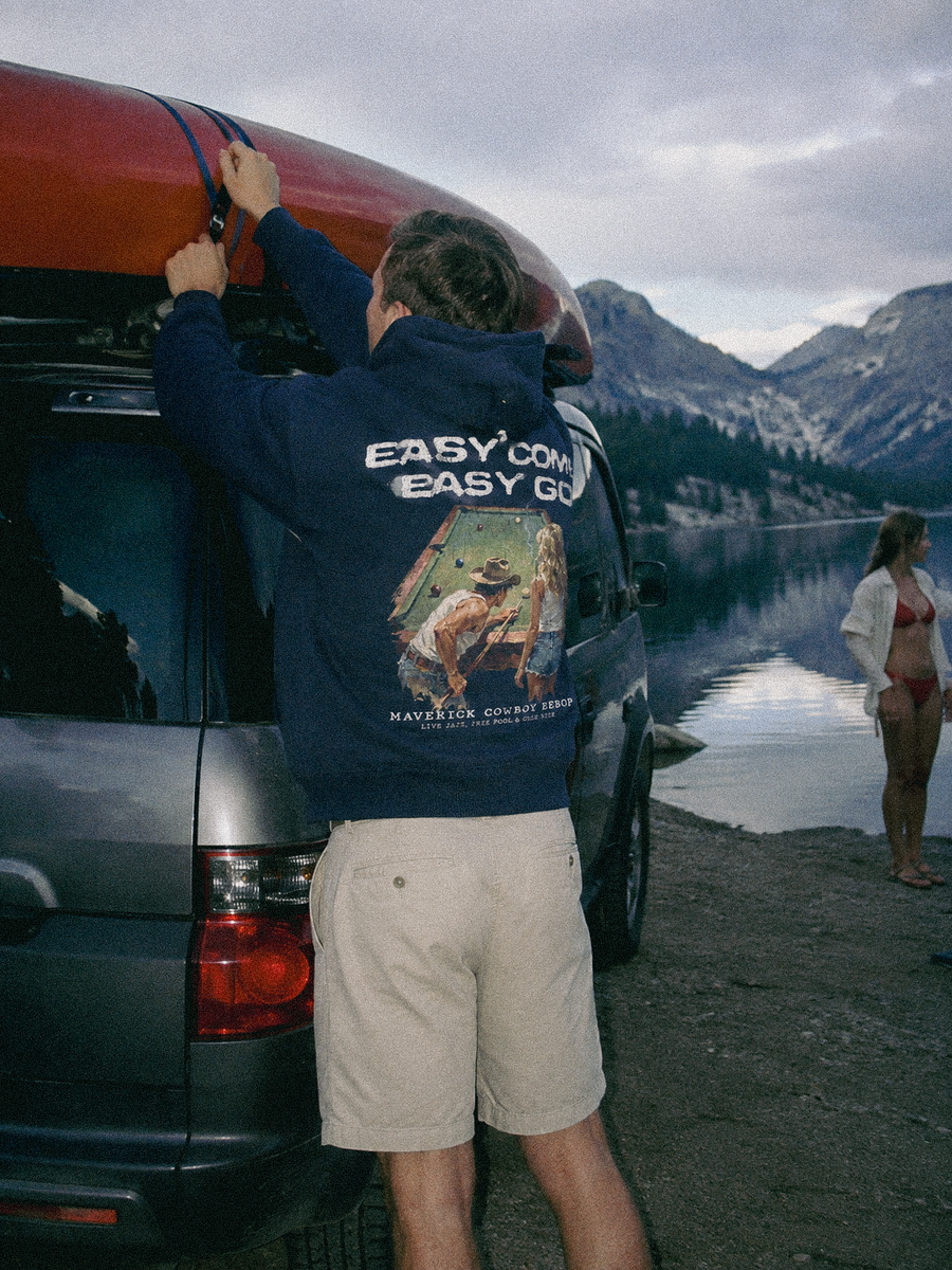Easy Come Easy Go Boxy Hoodie styled on a model