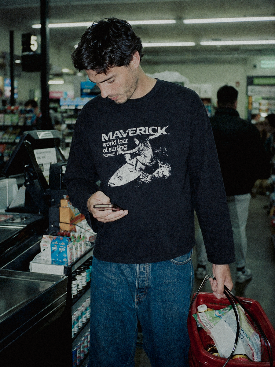 World Tour Boxy LS Tee styled on a model