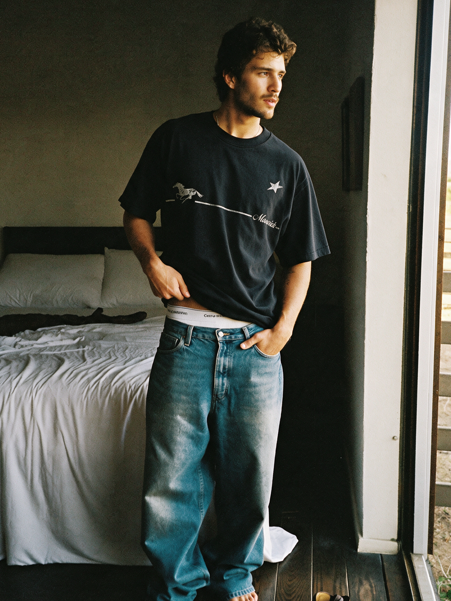 The Lone Star Boxy Tee styled on a model