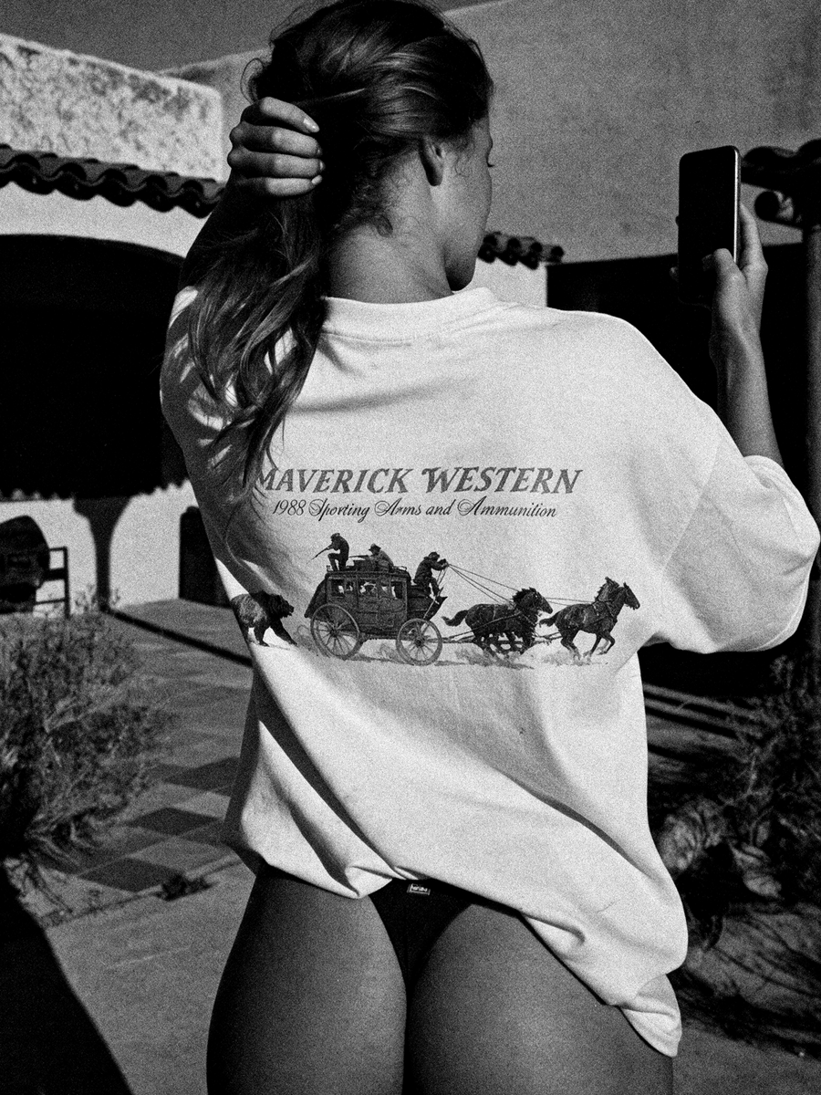 Frontier Express Boxy Tee styled on a model