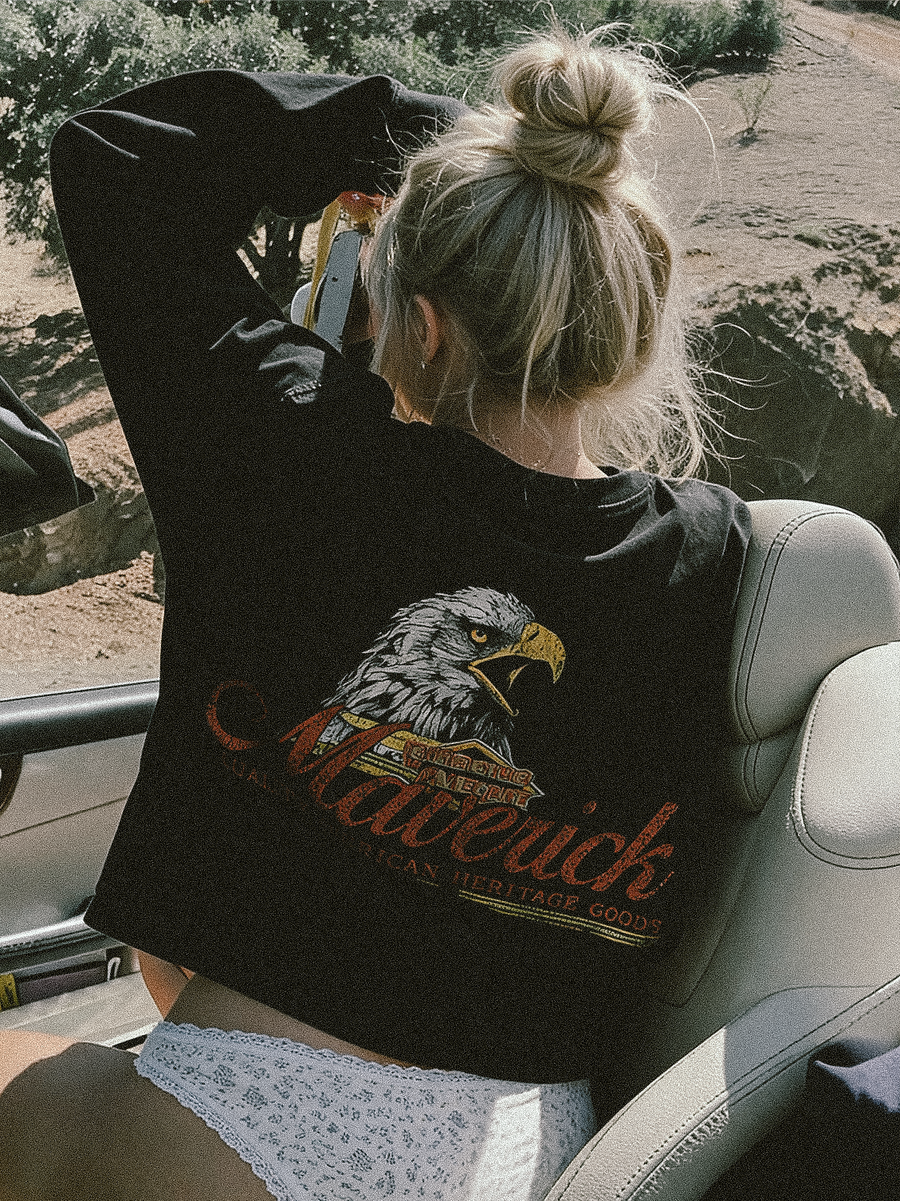 American Icon Boxy LS Tee styled on a model