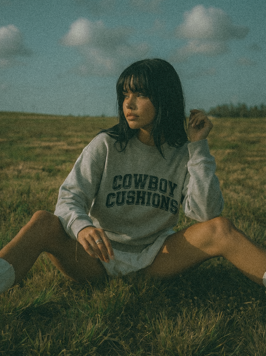 Cowboy Cushions Sculpt Crew styled on a model