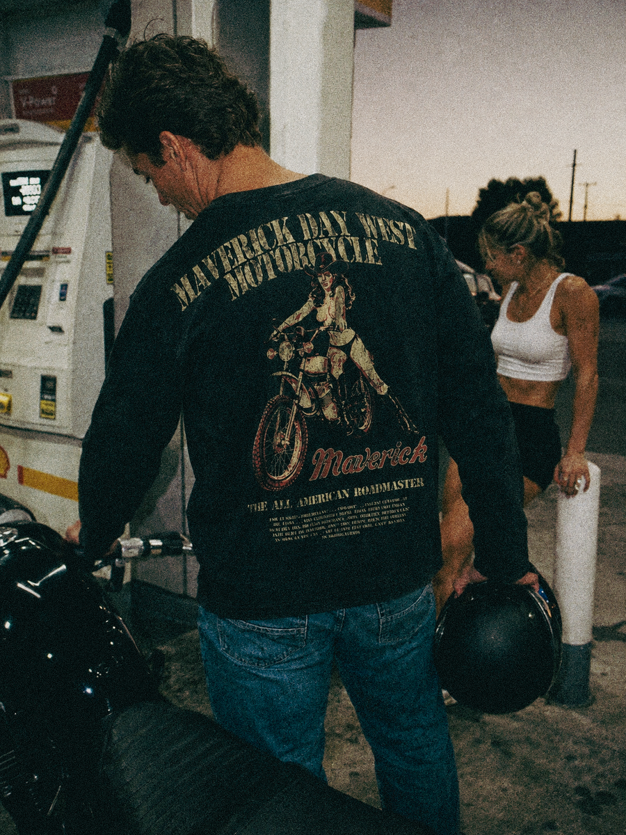 Maverick Motors Boxy LS Tee styled on a model