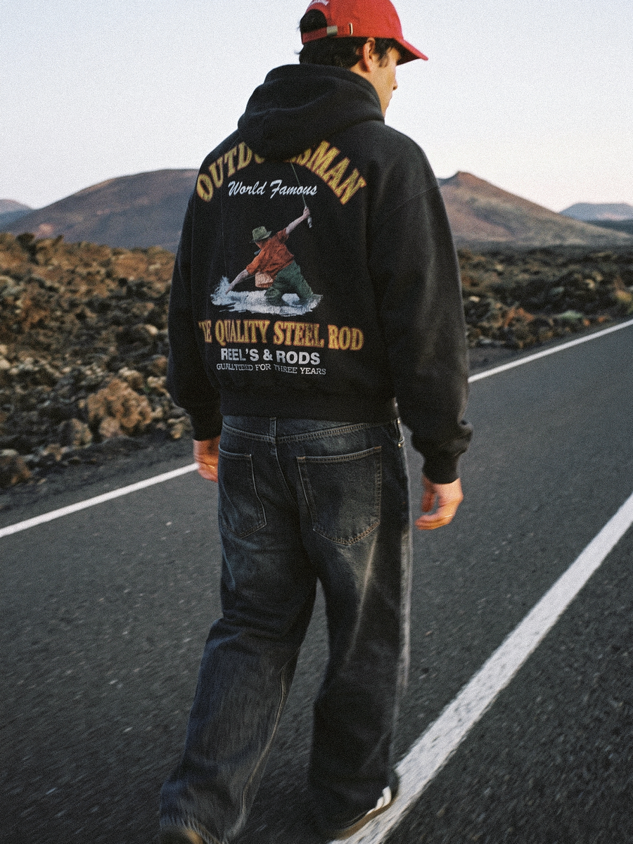 Outdoorsman Boxy Hoodie styled on a model