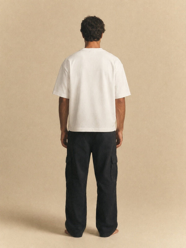 Male model, 6 ft 2, wearing size L, back